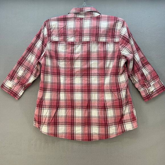 Carhartt Women's Button Up Shirt Size XL Plaid 3/4 Sleeve 101596 - Picture 6 of 12